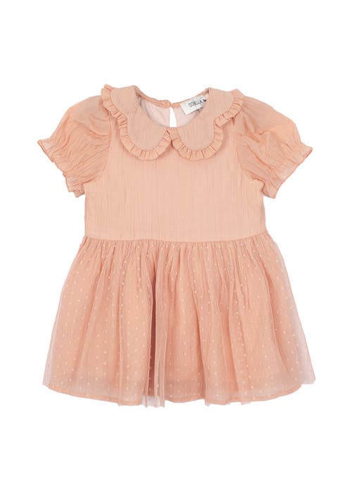 Isobella & Chloe Babies' Pitter Patter Pink Puff Sleeve Dress In Brown