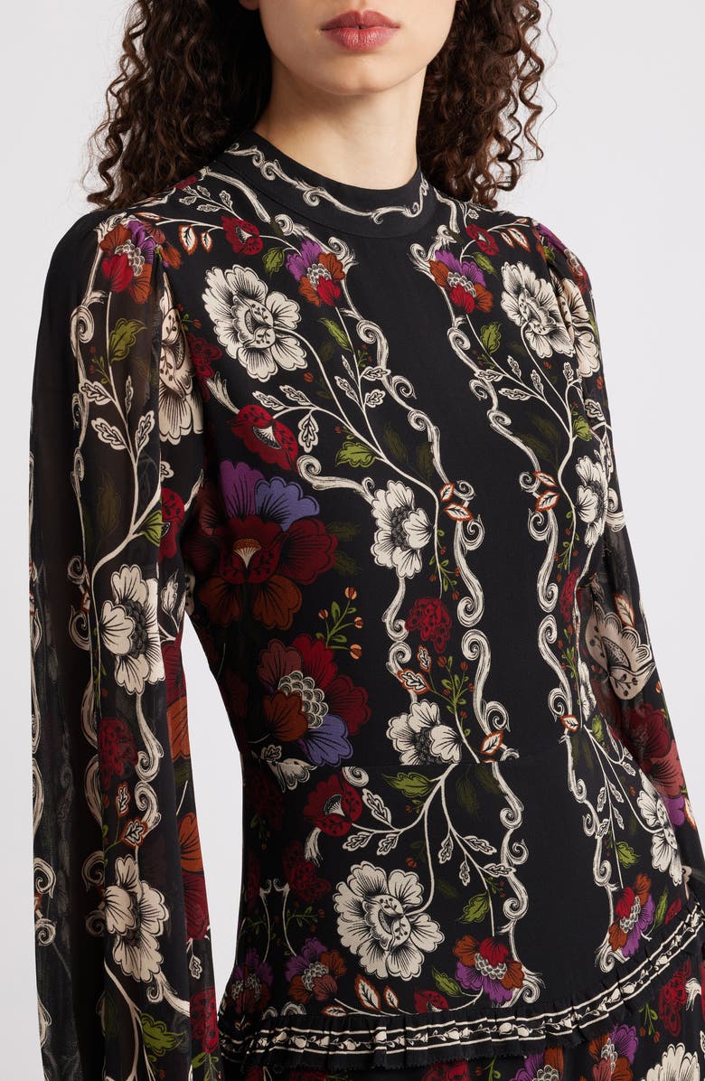 FARM Rio Rococo Floral Long Sleeve Tiered Maxi Dress, Alternate, color,