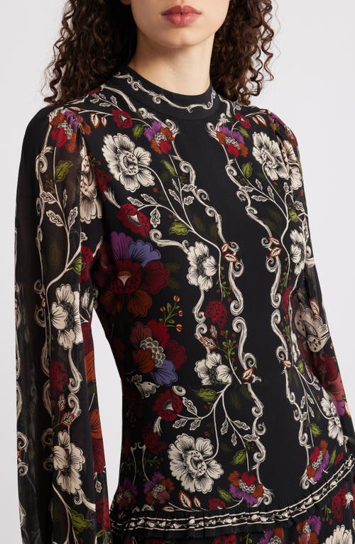 Farm Rio Rococo Floral Long Sleeve Tiered Maxi Dress In Multi