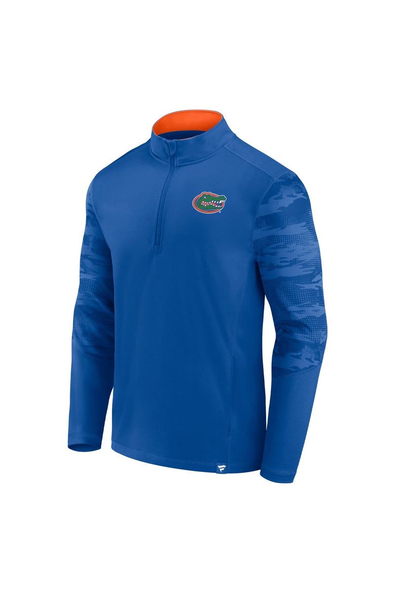 Men's Fanatics Royal Florida Gators Ringer Quarter-Zip Top, Alternate, color, Royal