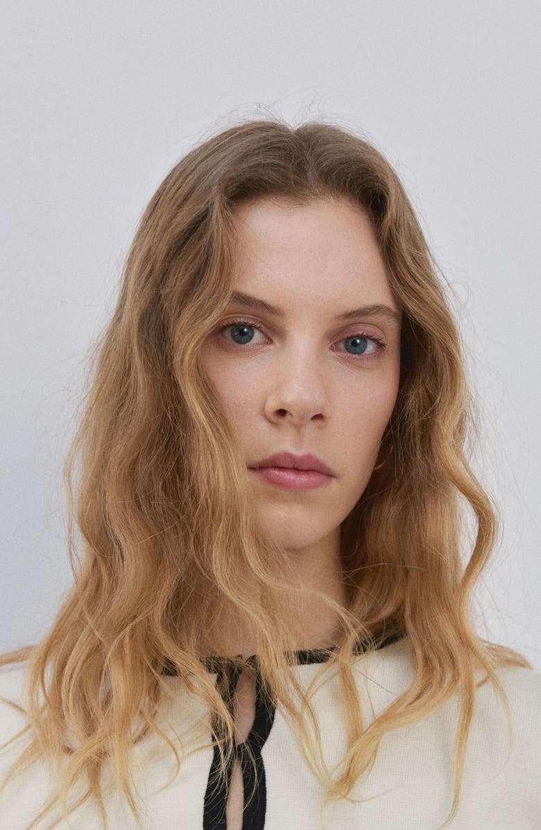 MANGO Contrast Rib Cardigan, Alternate, color, Ecru