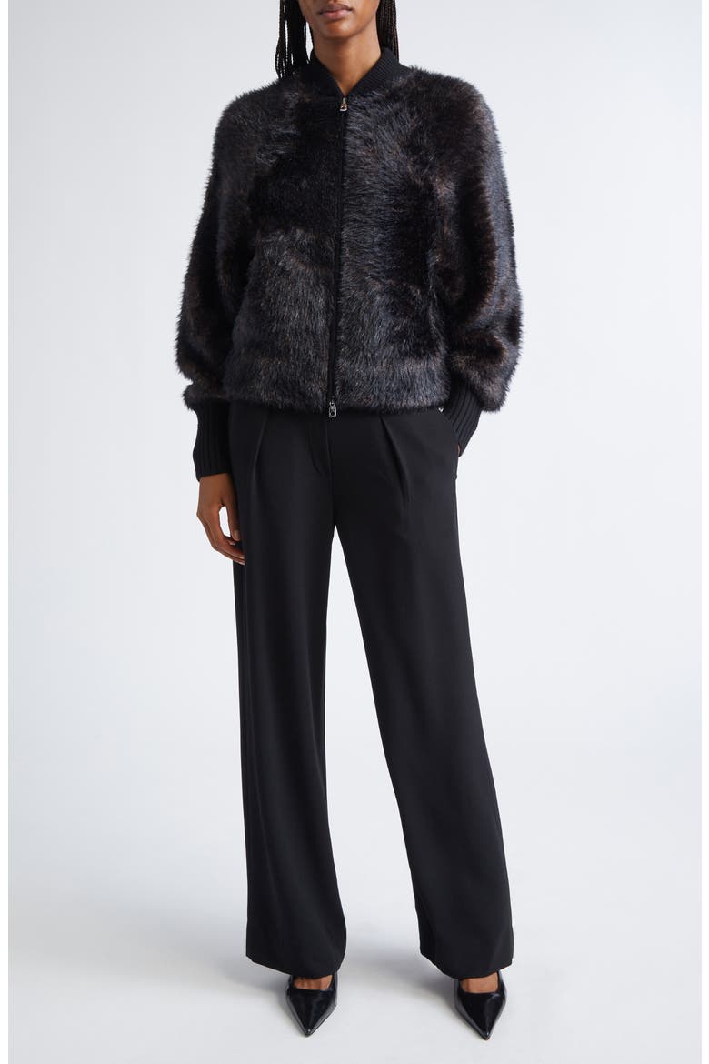 Faux Fur Jacket, Alternate, color, SOLID BLACK