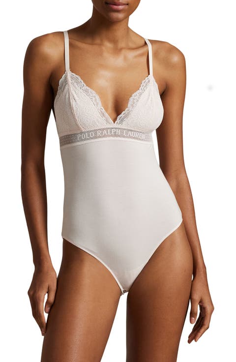 Lace & Stretch Cotton Rib Triangle Bodysuit