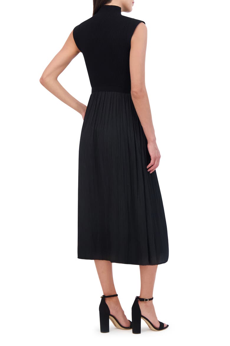 Mixed Media Midi Dress, Alternate, color, BLACK