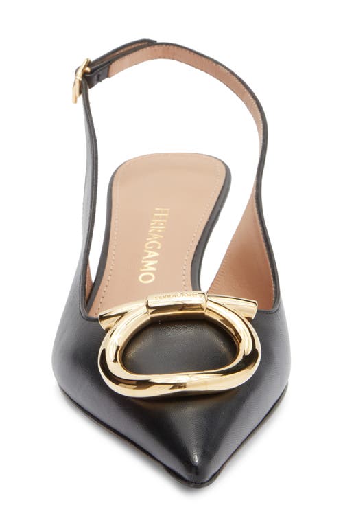 Ferragamo Deccollet Sara In Leather With Gancini Detail In Black