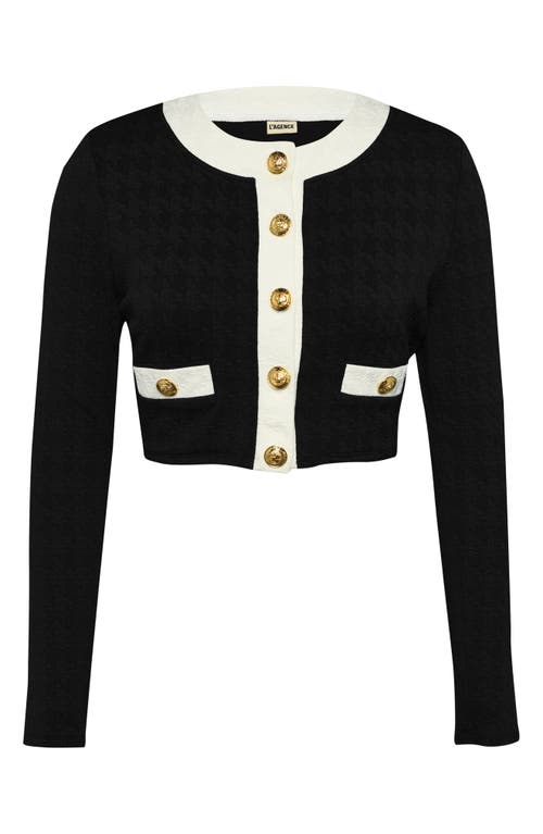 L Agence L'agence Adaline Color Blocked Swim Cover-up Cardigan In Black