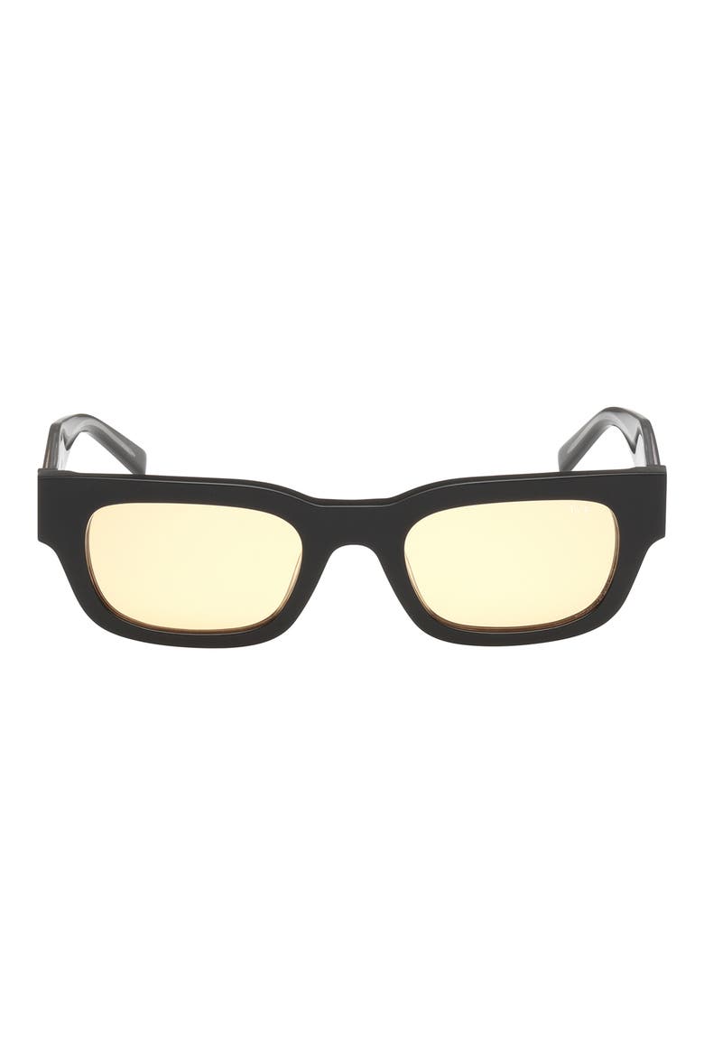 51mm Square Sunglasses, Main, color, SHINY BLACK / AMBER LENS