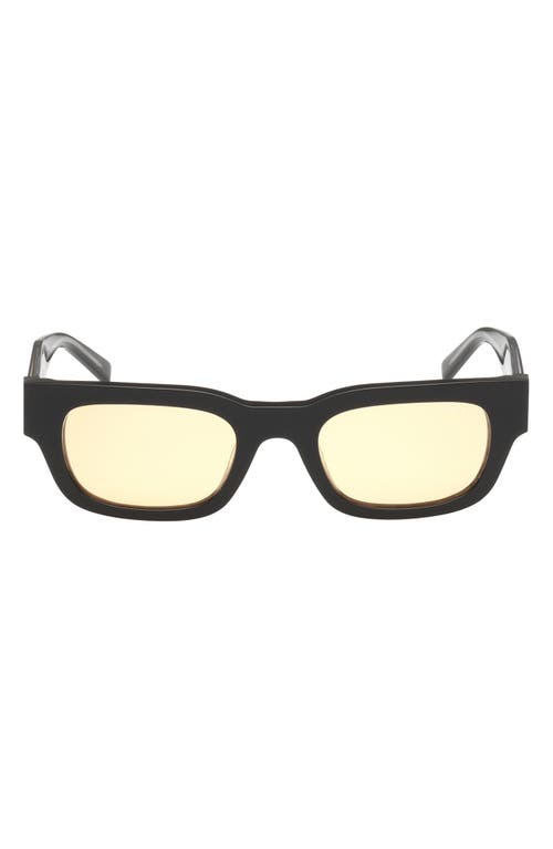 ABERCROMBIE & FITCH 51mm Square Sunglasses in Shiny Black /Amber Lens 
