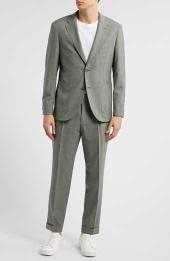 BOSS Heston Slim Fit Green Mélange Wool Suit