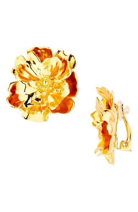 Small Peony Clip-On Earrings