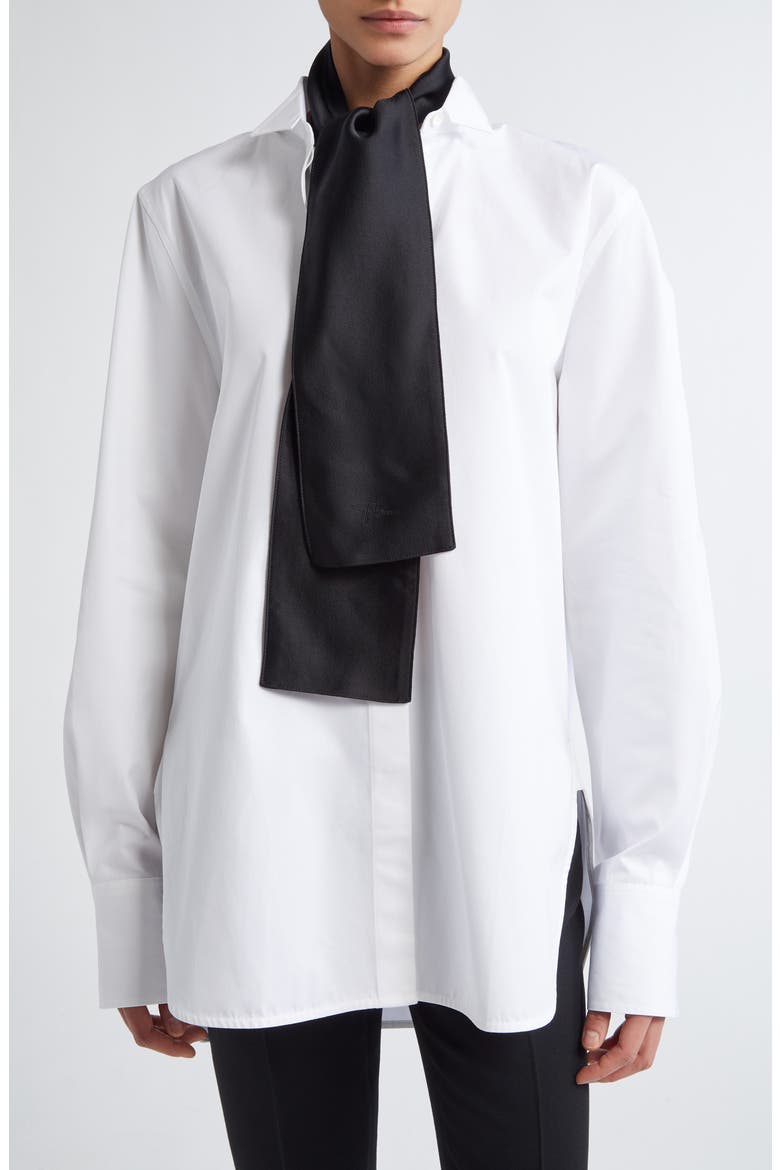 Satin Tuxedo Scarf, Alternate, color, BLACK
