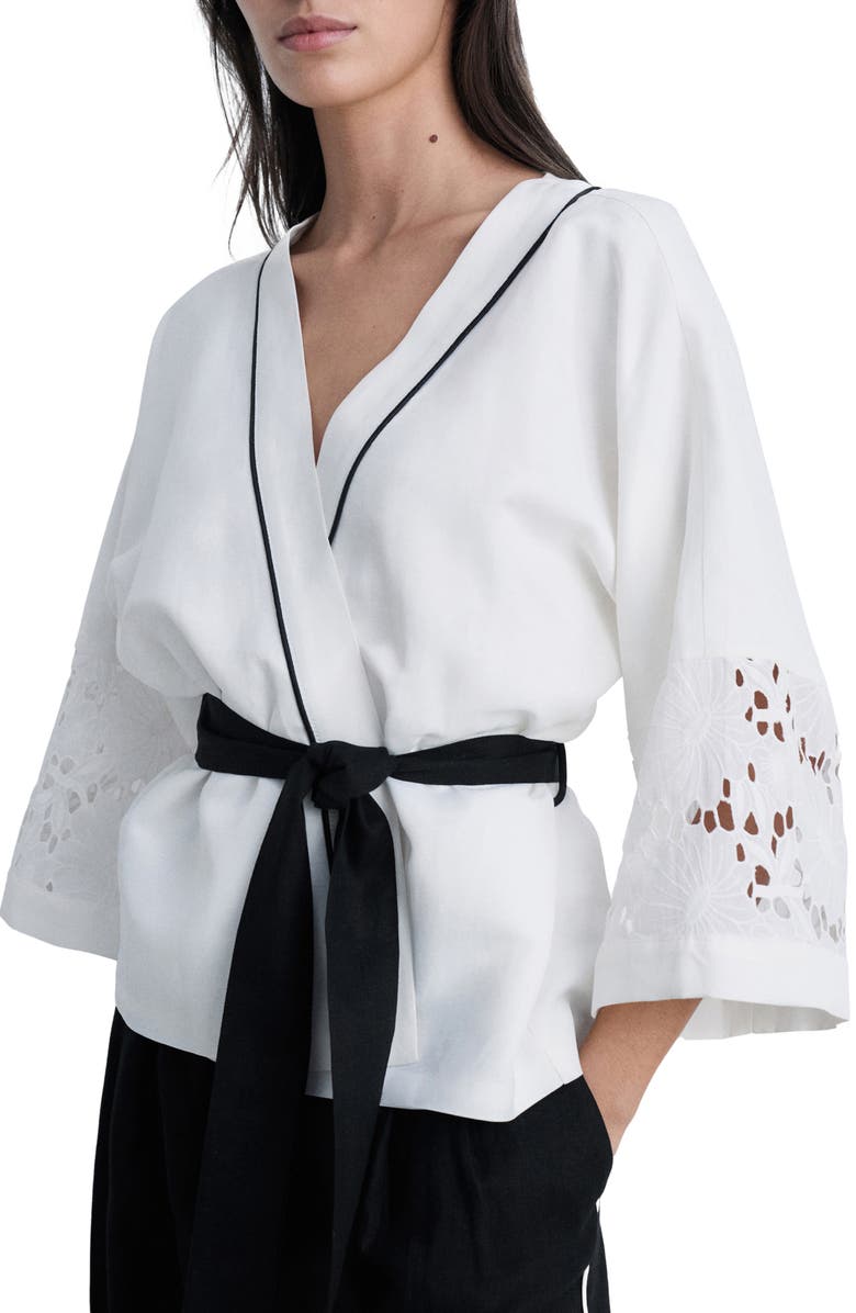 MANGO Belted Linen & Cotton Blend Jacket, Main, color, 