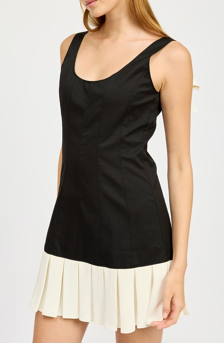 En Saison Clarisse Pleated Minidress, Alternate, color, Black Off White