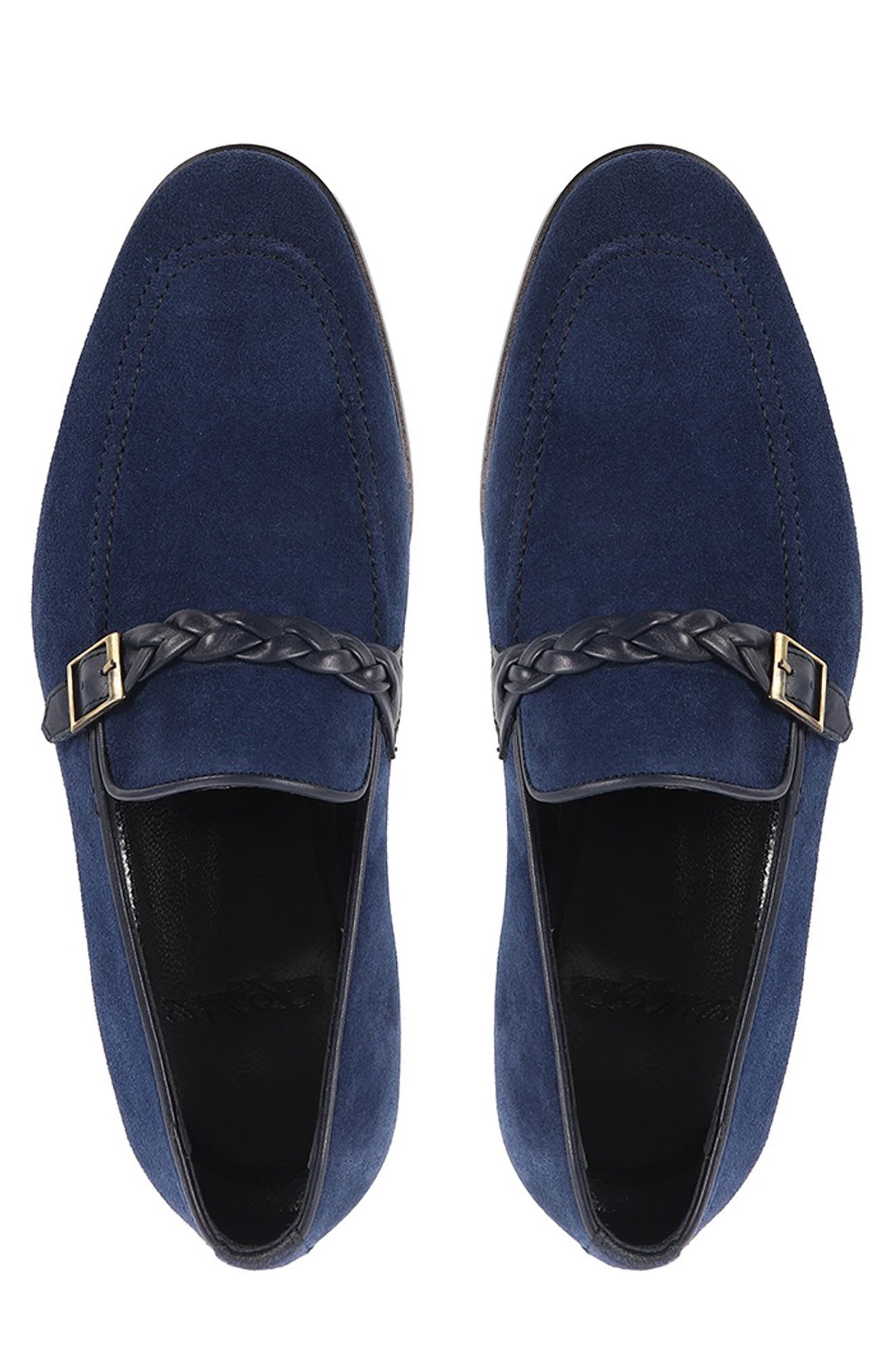 Creola Apron Toe Loafer, Alternate, color, NAVY BLUE