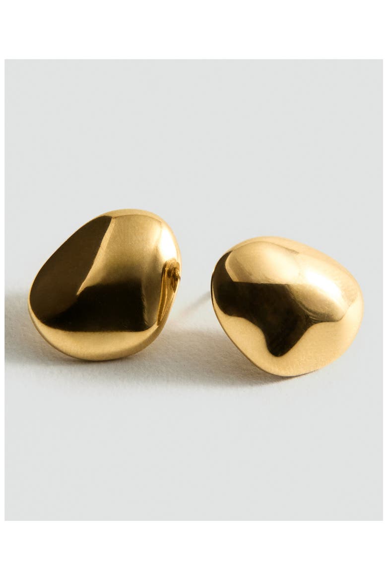 Molten Button Stud Earrings, Alternate, color, GOLD