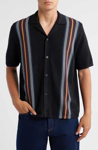 Wax London Ivy Stripe Knit Cotton Camp Shirt