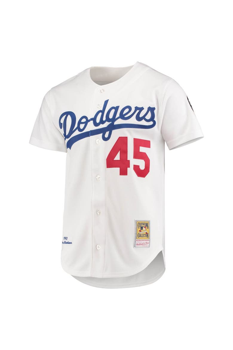 Men's Mitchell & Ness Pedro Martinez White Los Angeles Dodgers 1993 Cooperstown Collection Home Authentic Jersey, Main, color, White