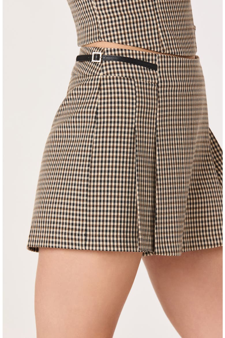 Cleora Pleated Skort, Alternate, color, BROWN BLACK GINGHAM