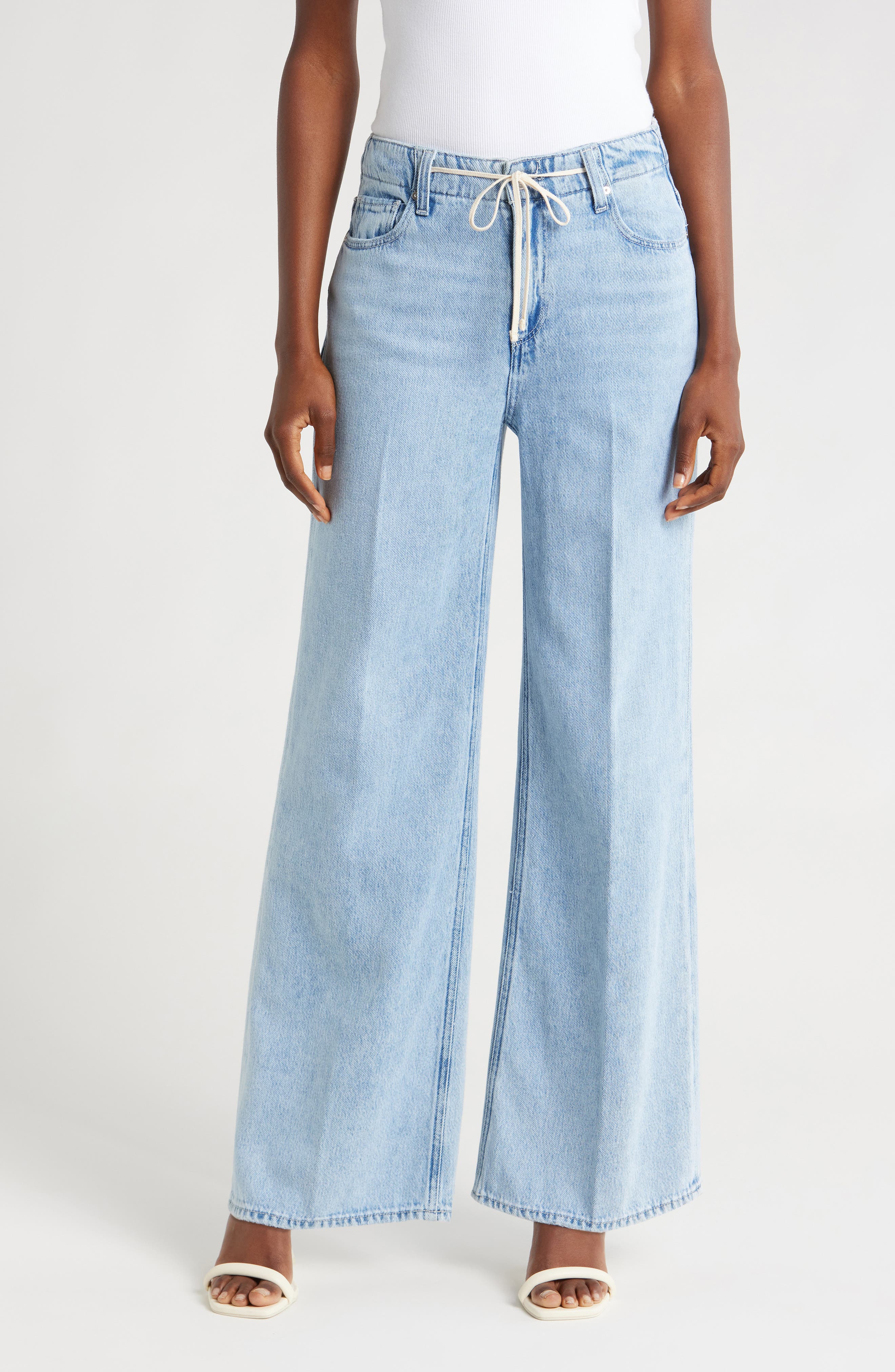 PAIGE Zoey Tie Waist Wide Leg Jeans