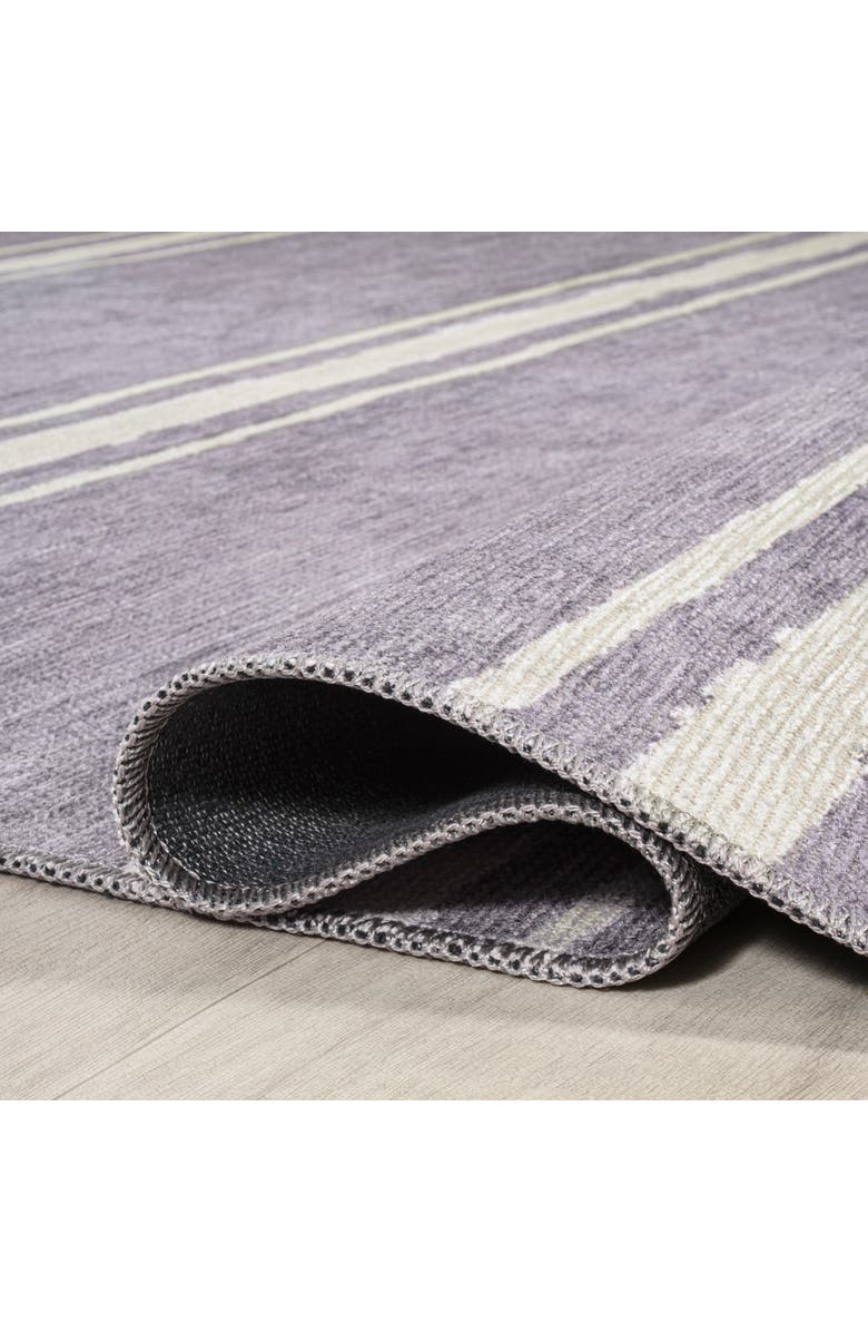 JONATHAN Y Bande Distressed Ticking Stripe Machine-Washable Area Rug, Alternate, color, Lavender/Ivory