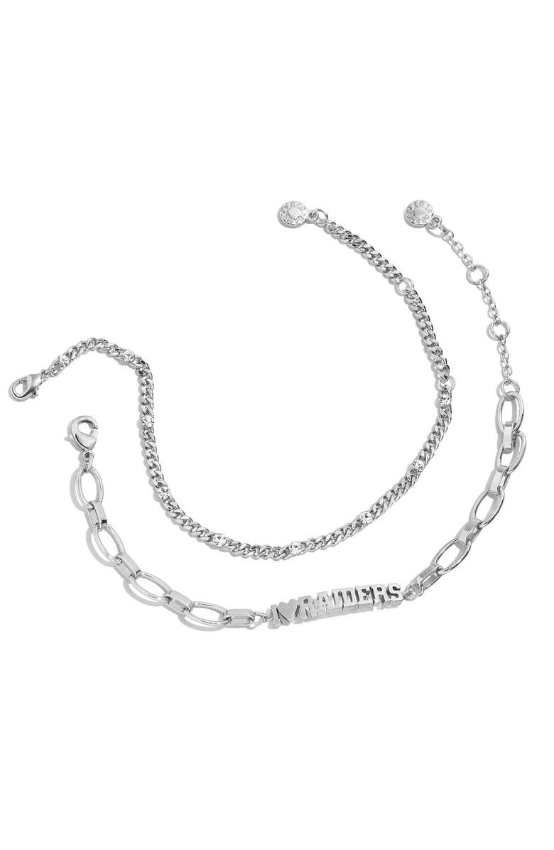 WEAR by Erin Andrews x Baublebar Silver Las Vegas Raiders Linear Bracelet Set, Main, color, 