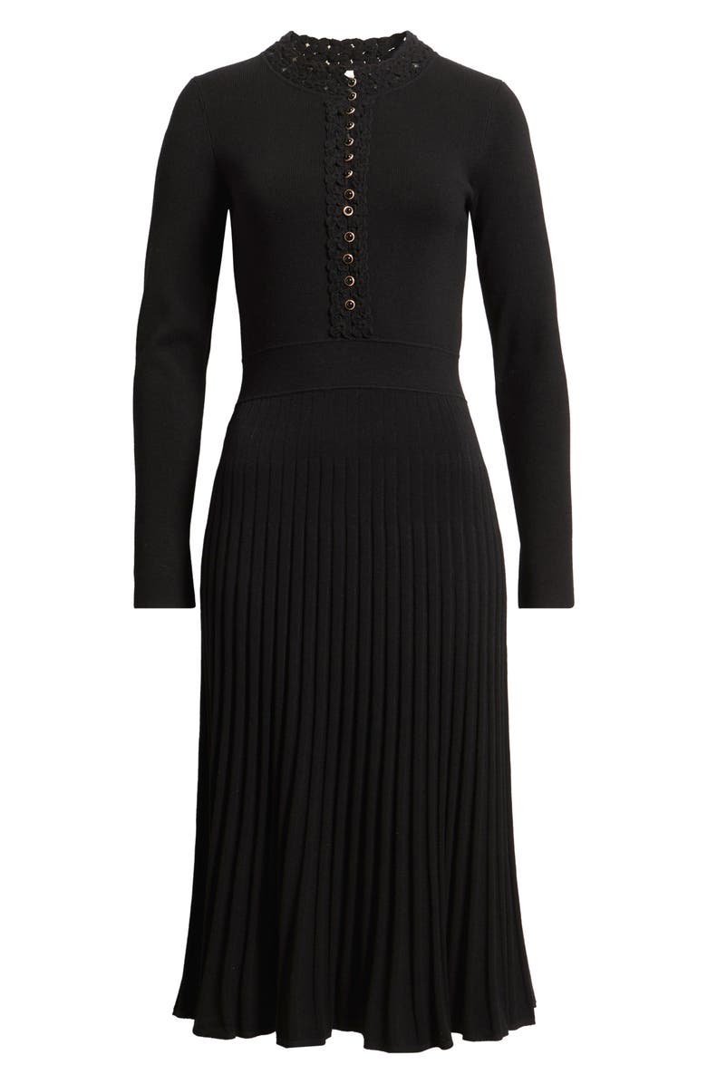 Elie Tahari The Erika Long Sleeve Sweater Midi Dress, Alternate, color, Noir