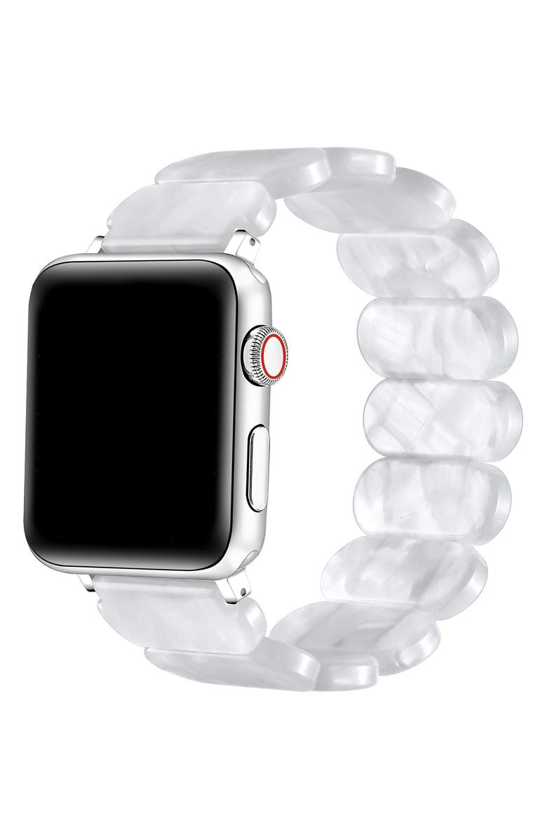 The Posh Tech Reese Resin Elastic Apple Watch<sup>®</sup> Watchband, Alternate, color, White Tortoise