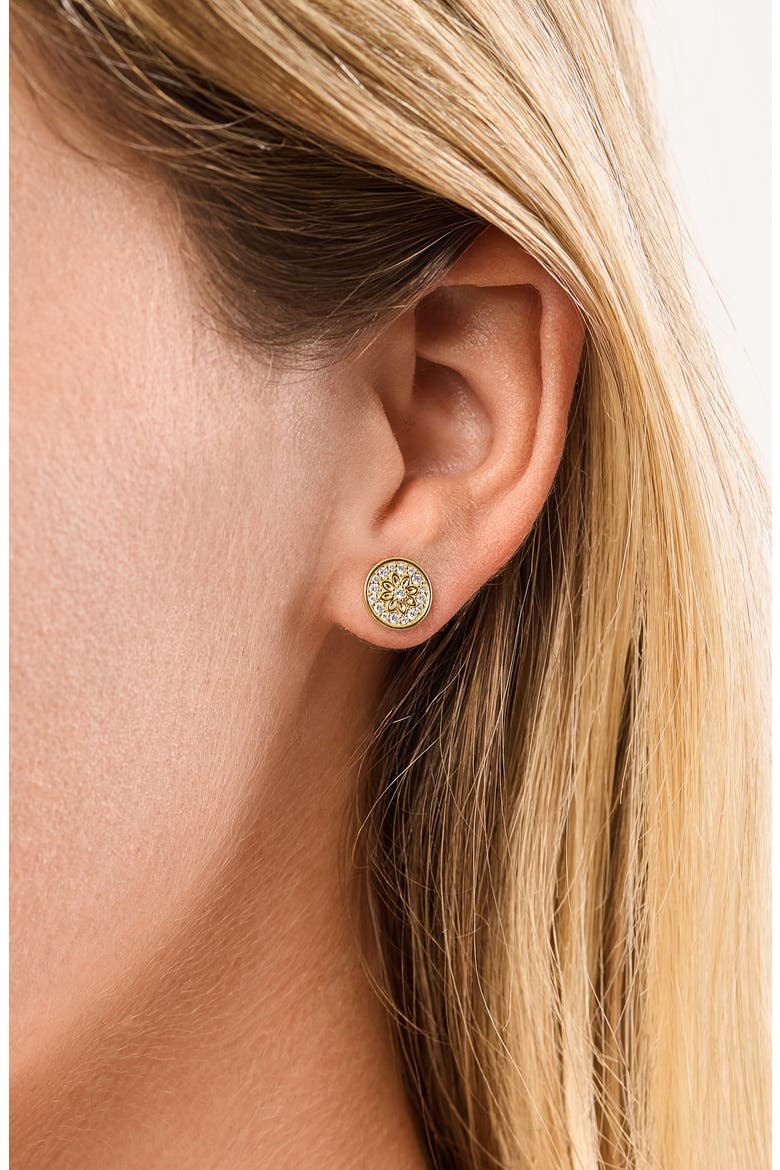 Getty Diamond Circle Flower Stud Earrings, Alternate, color, 18K YELLOW GOLD