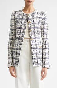 ST. JOHN Amara St. Tropez Plaid Tweed Jacket