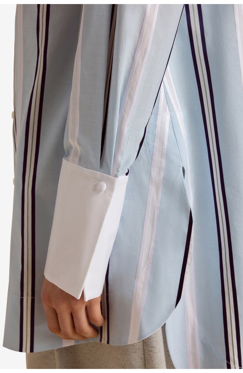 Marina Moscone Slim Tuxedo Shirt, Alternate, color, Mist Pinstripe