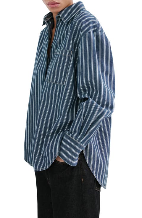 Stripe Oversize Denim Shirt