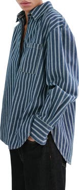 MANGO Stripe Oversize Denim Shirt