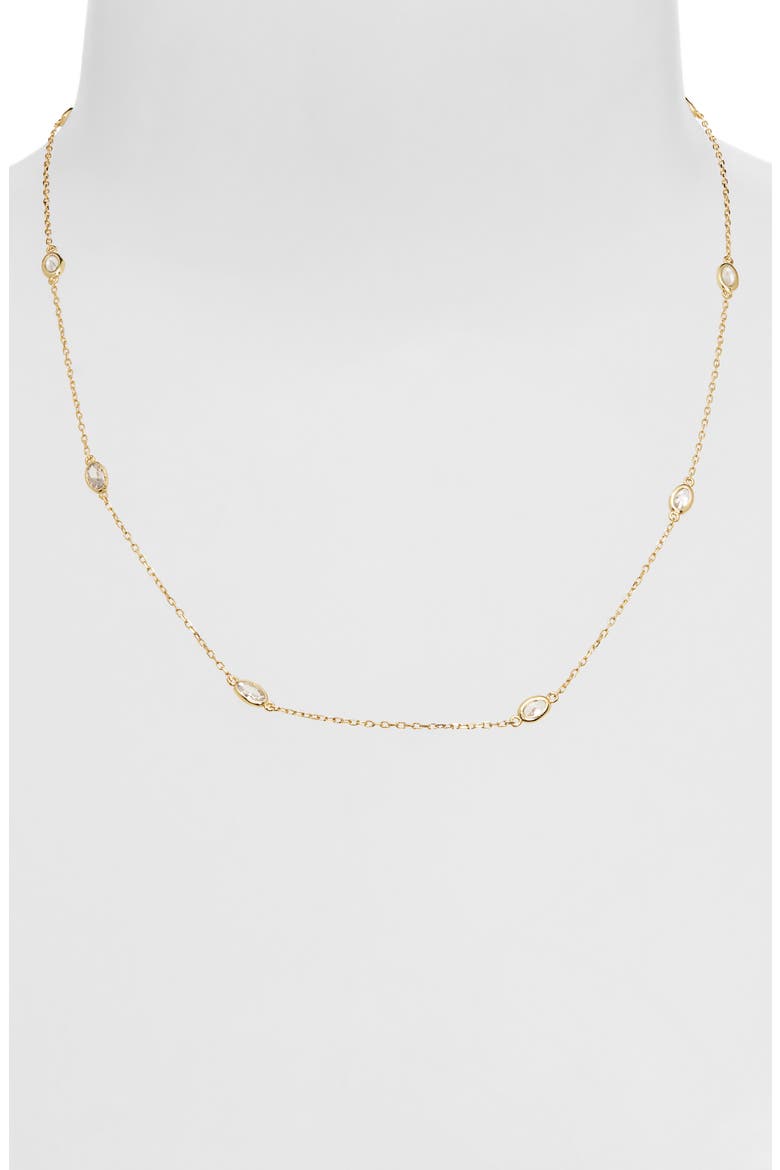 Oval CZ Station Chain Necklace, Alternate, color, GOLD