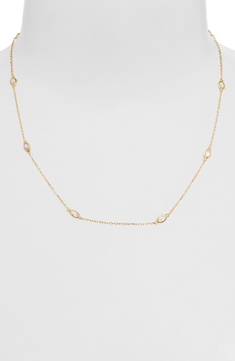 ARGENTO VIVO Oval CZ Station Chain Necklace, Alternate, color, Gold
