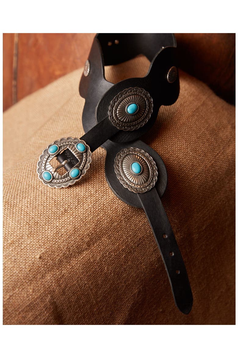 Navajo Style Turquoise Leather Belt, Main, color, KAI