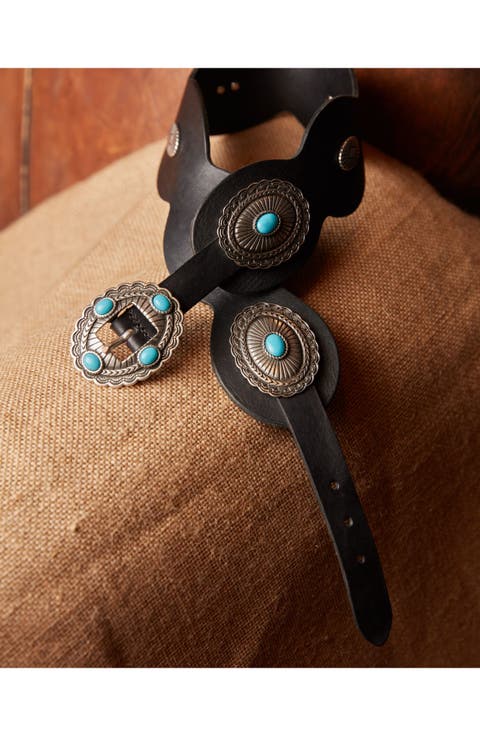 Navajo Style Turquoise Leather Belt