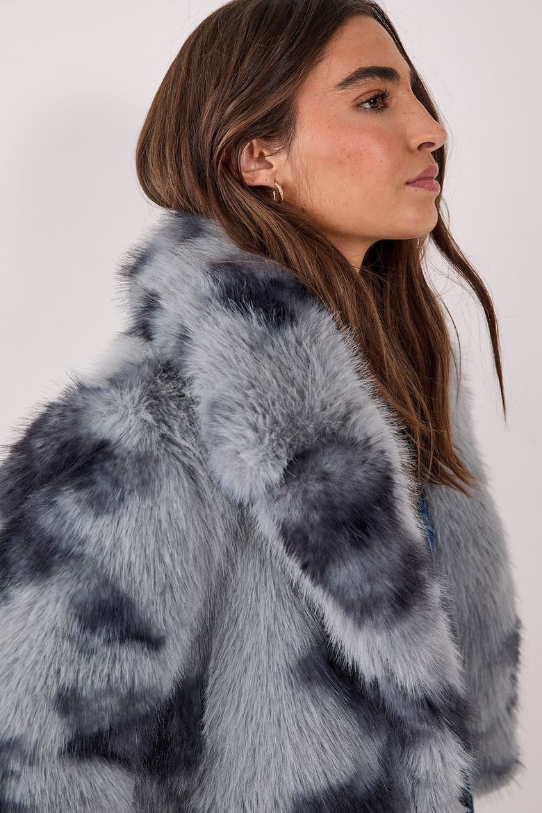 Cow Fur Collar Jacket, Alternate, color, Blue