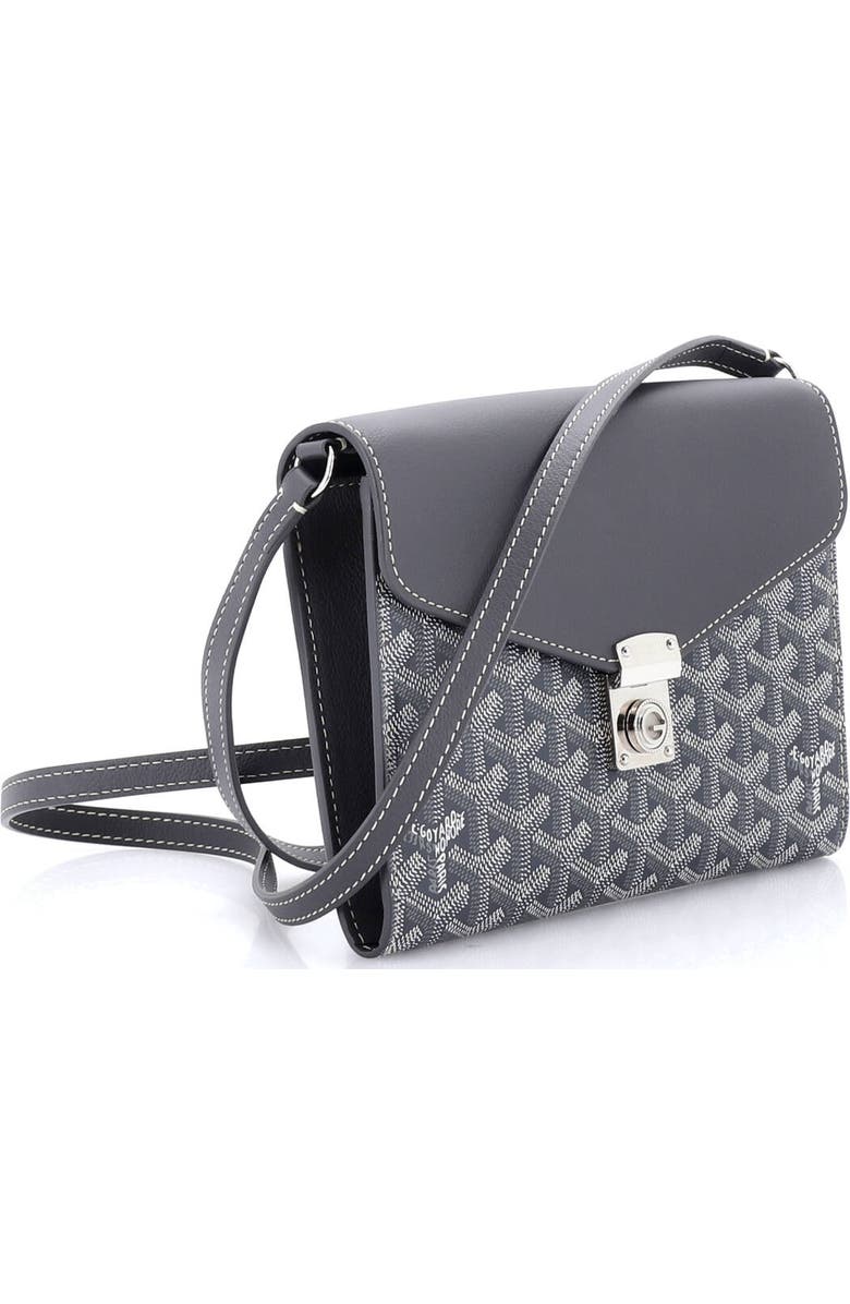 Pre-Owned Goyard Chypre Wallet on Strap Coated Canvas with Leather, Alternate, color, Gray