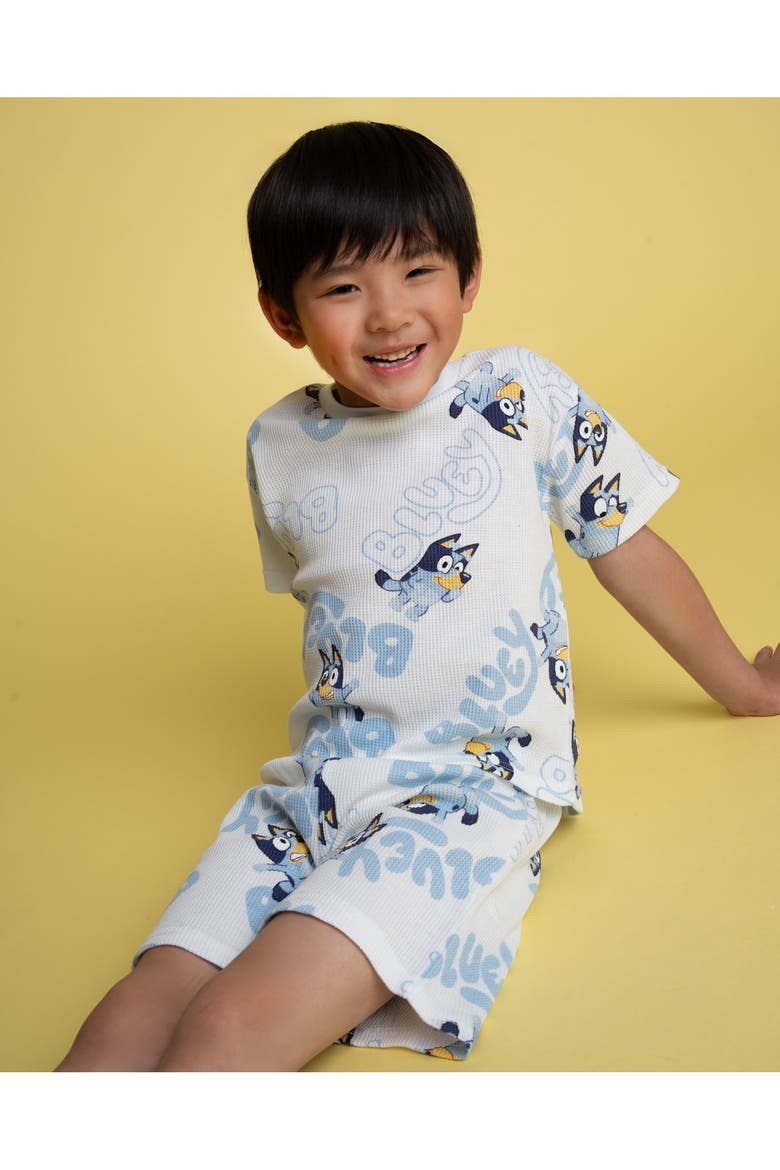 T-Shirt and Waffle Shorts Set, Alternate, color, Ivory Bluey