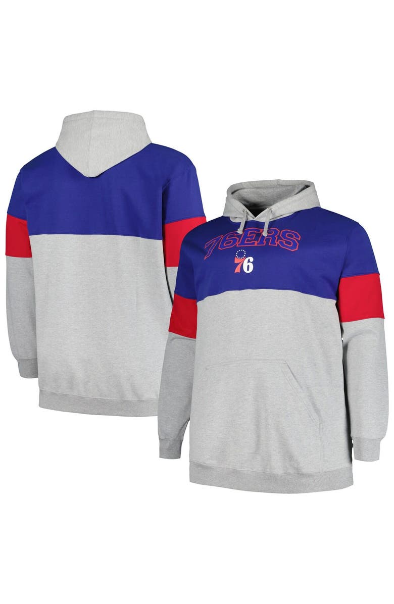 FANATICS Men's Fanatics Branded Royal/Red Philadelphia 76ers Big & Tall Pullover Hoodie, Main, color, Royal