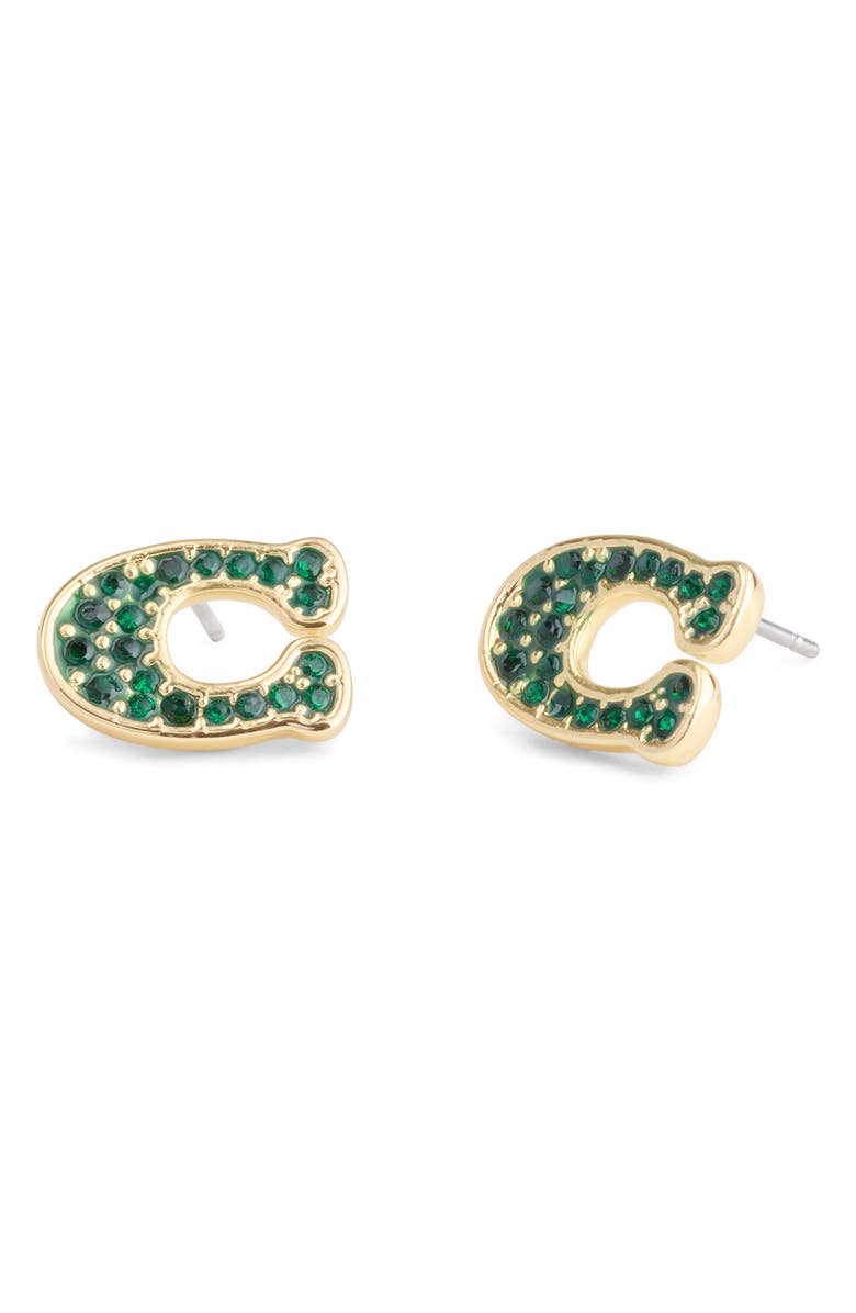 COACH Pavé Heart Studs, Main, color,