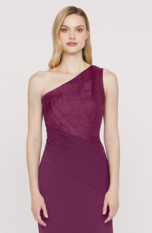 Js Collections Ingrid One-shoulder Mixed Media Gown In Purple