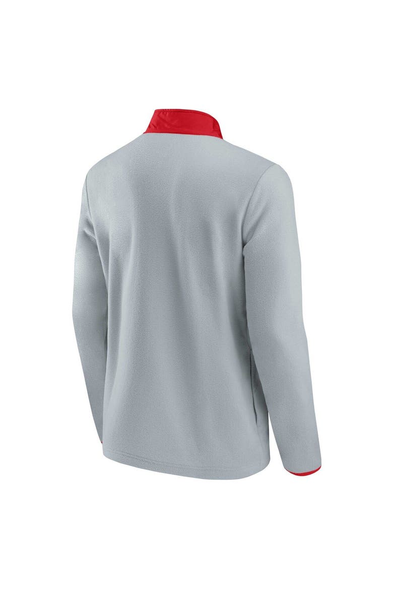 Men's Fanatics Branded Gray/Red Washington Capitals Hockey Polar Fleece Quarter-Snap Jacket, Alternate, color, Gray