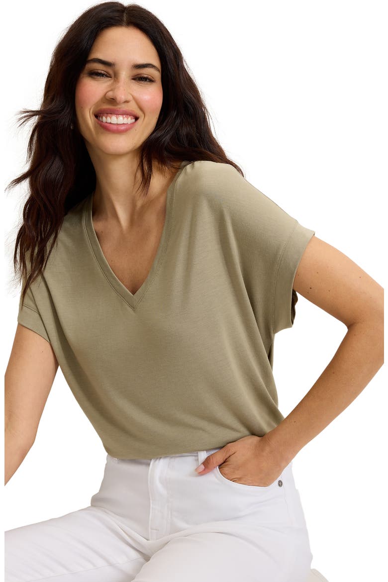 Kauai V-Neck T-Shirt, Alternate, color, SEA CLAY