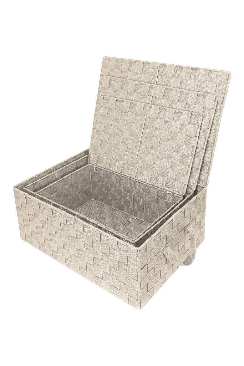 Beige Woven Storage Basket - Set of 3, Alternate, color, BEIGE