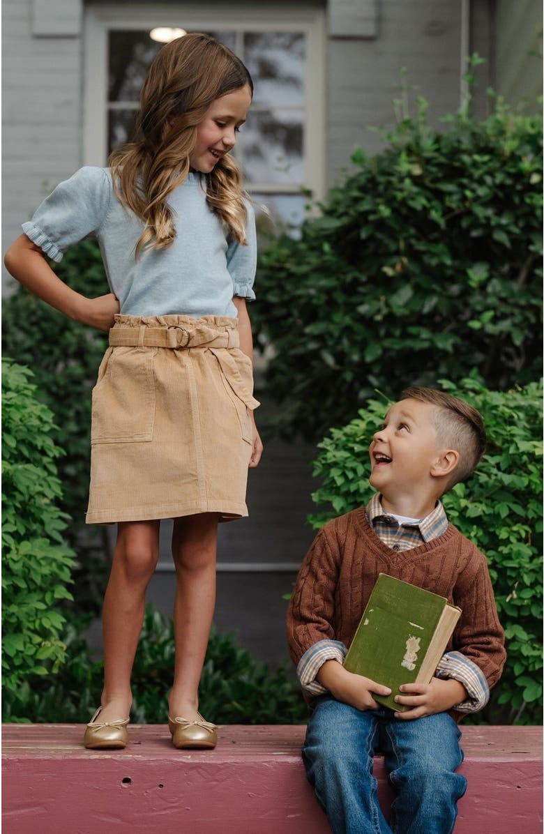 Hope & Henry Girls' Organic Puff Sleeve Sweater, Kids, Alternate, color, Dusty Blue Heather