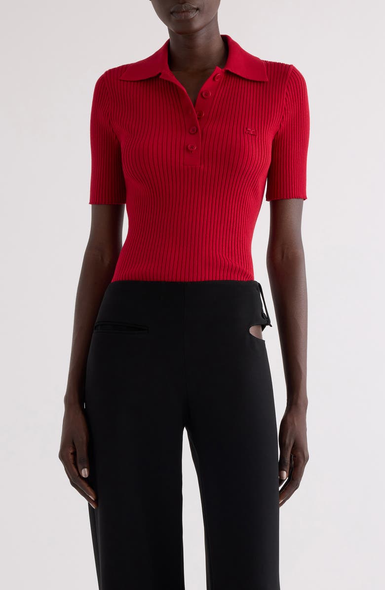 Courrèges Iconic Rib Polo, Main, color,