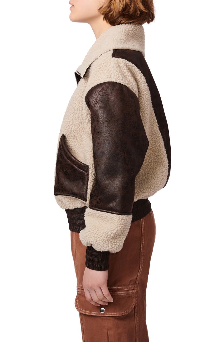 BERNIE Mixed Media High Pile Fleece Bomber Jacket, Alternate, color,