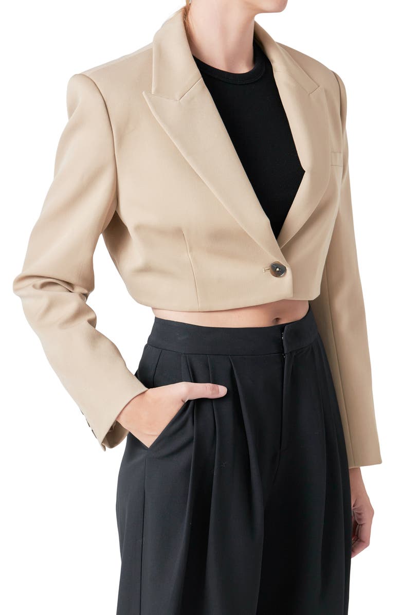 Grey Lab Crop Blazer, Alternate, color, Beige