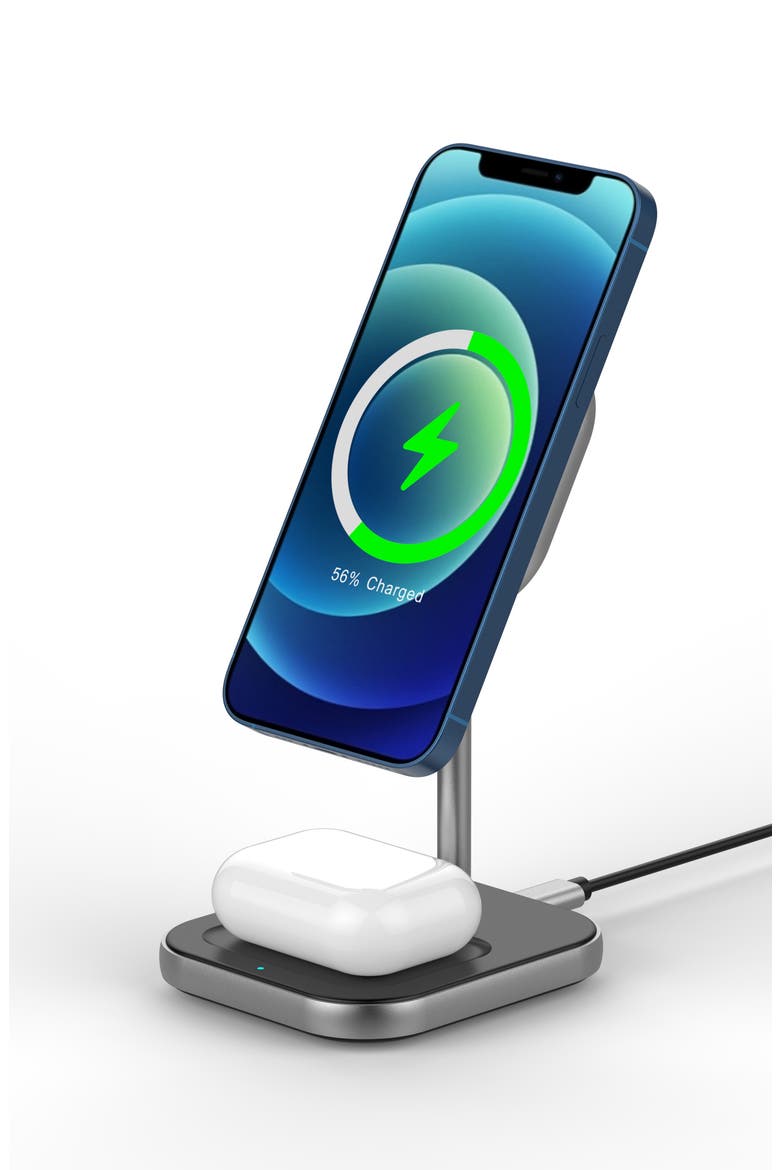 2-in-1 Wireless Charging Station, Alternate, color, BLACK